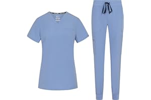 B-well Naomi Damen-Schrubb-Set Schlupfkasack + Schlupfhose Set Medizin Arzt Uniform Schlupfjacke Oberteil mit Hose Medizinische Berufsbekleidung mit Elastan