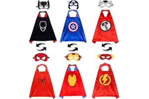 Taozoey Capa de Superhéroe para Niños, Disfraces de Superhéroe para Niños, Capa de Superhéroe de Satén de Doble Cara, Kit de Cosplay para Niños, Regalo Juguete de Halloween Navidad o Carnaval