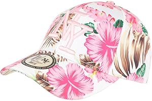 Hip Hop Honour Casquette Enfant Blanche Fleurs Roses Tropicales Baseball NY Hawai de 7 a 12 Ans - Taille Unique - Rose