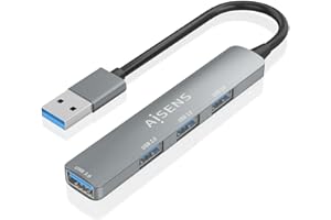 HUB AISENS USB 3.0 ALUMINIO 1XUSB3.0 A/H 3XUSB2.0 A/H GRIS 10CM
