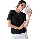 GRECIILOOKS Women's Poly Cotton Regular Fit Crop Top, Loose Fit Oversized Shirts & Stylish Korean Tank Tops for Summer Wear (
