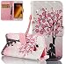 Produktbild Roreikes Hülle Leder Für Samsung Galaxy A3 2017 Flip Case Echt, Folio Premium PU Leather Handytasche Brieftasche Schutz Etui Schale Und Weich TPU Silikon, Bunt Gemalt Retro Fashion Design Kreativ Lanyard Strap Case Multi Muster Wallet Bookstyle Handyhülle mit Standfunktion Karteneinschub Bumper(4.7Zoll)-Pflaumenbaum Mädchen