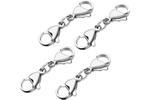 ASTER 4 Pieces Silver Double Lobster Clasps Mini Bracelet Clasps Replacement Lanyard Snap Hook,Metal Lobster Claw Clasps for DIY Jewelry Making Bracelet Crafts