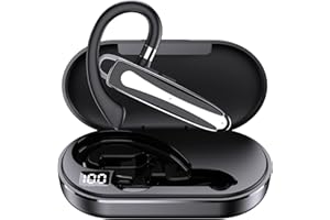 RUOVXWU Bluetooth Single wireless Headset Handsfree Earpiece,Bluetooth Headset V5.3 Earpiece, In-Ear Headphone Noise Cancelling Waterproof Earphones with Microphone for Business,Office,Driving