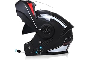 SDPPTYXC Adulte Bluetooth Modulable Casque Moto Homme Et Femme ECE Homologué Flip Up Casque Moto avec Double Visière pour Anti-Collision Casque Scooter Integral Modulable Locomotive Casque