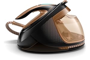 ‎VERSUNI Philips GC9682/80 Perfect Care Elite Plus Dampfbügelstation (2700 Watt, DynamiQ-Sensor, 8 bar, 1,8 Liter, Version DE) kupfer / schwarz