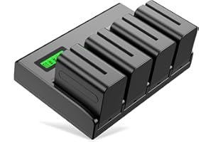 Powerextra LCD 4-Fach Ladegerät mit 4 Stück Ersatzakku für NP-F970 NP-F960 NP-F950 NP-F930 passend zu CCD-TR Series/CCD-TRV Series/DCR-TR Series/DCS-CD/MVC-FD Series usw.