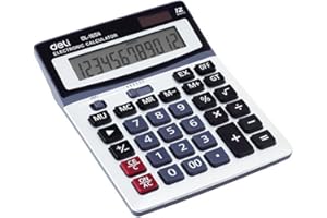 BXT Calculator 12 Digits Big Button Big Display Office Desktop Calculator Dual Powered Business Financial Calculator Battery Solar Powered Grey Colour