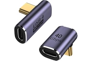 zoerbufan 2 Pezzi Adattatore USB C da 90 Gradi, USB-C Femmina a USB 4 Maschio, Connettore Cavo Caricatore Tipo C, Thunderbolt 4/3 40Gbps 8K@60hz per MacBook PRO/Air, Steam Deck, Switch(T+F)