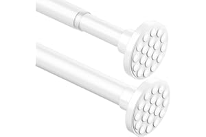 AIITOMG Bastone per Tenda a Pressione Asta Tenda Telescopica Bastone Tenda Doccia senza Foratura Estensibile con Molla, Bianco(85-270cm Φ32 mm)
