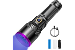 Azyvum Latarka UV 20 W, ładowana przez USB, czarne światło, 365 nm, lampa UV do bursztynu, żywicy epoksydowej, wykrywania moczu zwierząt domowych, minerałów, podróży, plam dla psów i kotów