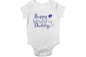 Shopagift Happy Birthday Daddy Blue Boys Baby Vest Bodysuit