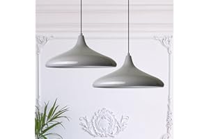 bamyum Champion Lot de 2 Suspension Luminaire Vintage, Lustre Salon de 35 cm, Lustre Cuisine en Métal, Lampe E27 Vintage pour Chambre, Suspension Luminaire pour Salle à Manger, Couloir, Gris