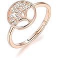 Philip Jones Rose Gold Plated Adjustable Tree of Life Ring Created with Zircondia® Crystals