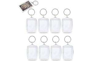 KINDPMA - Llaveros para fotos (25 unidades, acrílicos, llaveros de fotos personalizados, rectángulo, regalo para el día de la madre, para insertar fotografía, bricolaje, Halloween, Navidad, San