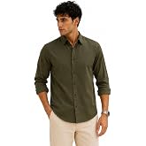 Zilcon Men's Solid Coffee Brown Casual Cotton Blend Shirt