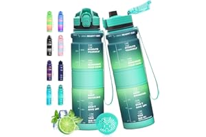 Expansea Bouteille d'eau, Gourde 500ML/1L, Gourde Sport avec Marqueur de Temps et Filtre, sans BPA Convient pour Le Sport, bureau, course à pied, l'ecole, Le Bureau, en Plein air