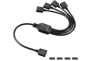 upHere P7PRGB - Cable divisor de 1 a 4 (5 V, 3 pines, ajustable, RGB, 30 cm), color negro