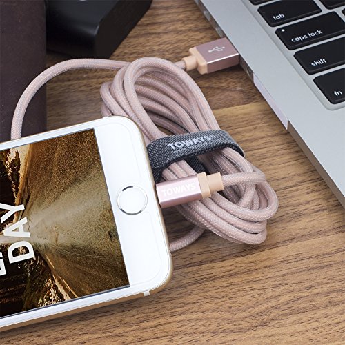 Toways Lightning Kabel 2.1m iPhone Nylon USB Ladekabel Datenkabel für iPhone 7 / 7 Plus / 5 / iPhone 6 / iPhone SE / 6 / 6 Plus / 6s / 6s Plus / 5 / 5c / 5s, iPad Pro Air Air 2 mini2 mini3 4th Gen, iPod Nano 7th Gen, DJI Mavic Pro Drone – Rose Gold [Apple MFi zertifiziert] - 6