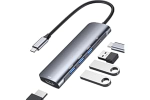 USB C Hub Type C, Ablewe 5 in 1 Aluminum USB C to HDMI 4K Adapter with 3 USB 3.0 Ports,87W Power Deliver(PD) for MacBook Pro 2017/2018, XPS and More USB C Devices