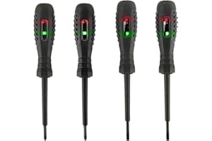 HUAREW 2 en 1 Détecteur d electricité De Tournevis magnétique, Fort Couple elevé détecteur d'électricité, Stylo De Testeur De Tension Pour électriciens(2 têtes plates +2 croix)