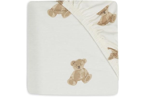 Jollein spännlakan jersey – teddy björn – 70/75 x 140/150 cm – 100% bomull – dra-på-lakan – Oeko-TEX certifierad