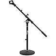 TIGER MCA42-BK Desktop Boom Microphone Stand - Weighted Round Base - Black