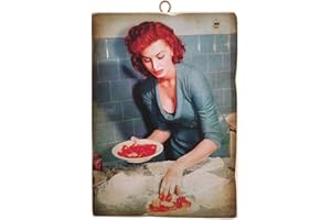 KUSTOM ART Cuadro de estilo vintage con los famosos «Sofia Loren» de «Formula» de «Pizzer», impresión sobre madera, para decoración de restaurantes, pizzerías, bares, hoteles, etc.