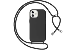 Woijrly Handyband für iPhone 12/iPhone 12 Pro Hülle mit Band, Weiche TPU Silikon Necklace Handyhülle mit Abnehmbar Kordel, Verstellbar, Stossfest Handy Schutzhülle für iPhone 12 Pro, Schwarz