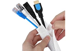 SHAKEEL 1/2"-10Ft White Cable Tidy Sleeve, USB Cable Management, Cable Sleeve for Computer Wire Tidy, Cord Protectors from Pets Chewing, Self-Wrapping Wire Loom Tubing, Flame Retardant