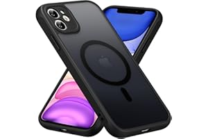 RALEAVO Magnetyczne etui na iPhone'a 11 (6,1 cala), kompatybilne z MagSafe, odporne na wstrząsy, etui na telefon z matowym, twardym tyłem PC, półprzezroczyste, smukłe etui do iPhone'a 11, czarne