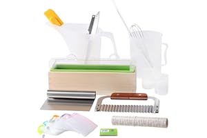 BOOWAN NICOLE Kit de fabrication de savon pour adultes, outil de fabrication de savon 13 pièces, 935,5 g, moule rectangulaire flexible en silicone avec séparateur en acrylique pour débutants