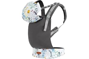 Portabebés MoMi COLLET para niños de 3 a 48 meses (peso 4 a 20 kg), 2 posiciones de transporte con 6 puntos de ajuste, con capucha y reposacabezas para el niño