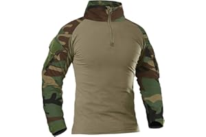 KEFITEVD T-shirt tactique pour homme - Camouflage - Coupe ajustée - Manches longues - Camouflage - Pour paintball - Airsoft - Armée allemande - Uniforme militaire