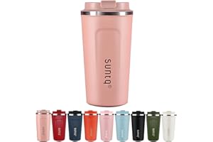 SUNTQ Reusable Coffee Cups Travel - Coffee Travel Mug with Leakproof Lid Stainless Steel Coffee Travel Cup (Light Pink, 18oz/510ml)