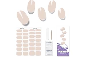 DUKASOU Półutwardzane żelowe paski do paznokci – 28 sztuk folii do paznokci, utwardzana UV, folia do paznokci, samoprzylepna naklejka na paznokcie w jakości salonowej, trwałe paski lakieru do paznokci dla