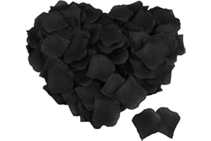 MELGO 500 Pcs Black Rose Petals for Bedroom, Valentines Petals, Artificial Rose Flowers, Emulation Silk Rose Petals for Wedding Anniversary, Valentines Decorations (500, Black)