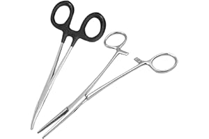 BOOTOOW Edelstahl Lösezange Hakenlöser,2Pcs 18cm Hakenlöser,Hakenlöser Zange,Hakenlöser Angeln,Zange Angeln,Lösezange Angeln,Arterienklemme Angeln,Hakenlösezange,Katzen Und Hunde Haar Pinzette(Gebogen+Gerade)