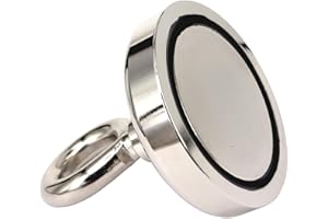 MAGNET-KAUF Imanes de neodimio de 110 kg, muy potentes, 50 mm, ojal de rosca, ojal de neodimio, fuerza de sujeción plana con ojal