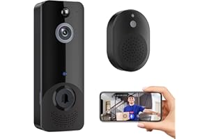 guggre Wireless Video Doorbell with Indoor Ring Chime, Enhanced Security with AI Human Detection, 2-Way Audio, HD Night Vision, Real-Time Alerts, AES-128 Cloud Storage, Smart Home Protection