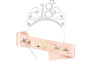Zaloife Birthday Crown Sash, Birthday Crown Sash Hen Party Set, Crystal Tiara Crown Headband with Satin Sash, Girl Birthday Decoration