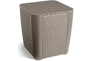 Allibert by Keter Gartentisch Luzon flat wicker, cappuccino, Deckel abnehmbar, mit Stauraum, Kunststoff, flache Rattanoptik, Außenmaße (B/T/H): 39 x 39 x 42,5 cm