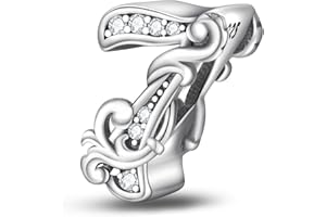 Symretie Pendentif Chiffre 0-9 à Motif en Argent 925 pour Femme, Compatible avec les Bracelets et Colliers de Style Pandora et Européen. Convient aux Femmes et aux Filles.N1
