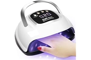 Lampe UV Ongles Gel, 220W LKE avec poignée, 4 minuteries, écran LCD HD, base amovible, machine a LED UV pour ongle Art pour tous les gels，séchoirs à ongles et lampes uv