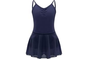 YOOJIA Vestido Maillot de Ballet para Niña Gimnasia Leotardo Algodón Body Clásico Tutú Ropa de Ballet sin Mangas Faldas de Gasa Danza Entrenamiento