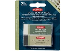 Derwent Art Eraser and Soft Art Eraser, Blister Pack, Professional Quality, 2301963, Multicolor, Set Of 2