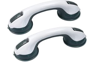 LZQ 2 Pezzi Maniglia Doccia Anziani da Bagno, Non Necessitano di forature, Maniglia Ventosa, Maniglia Doccia per Anziani e Bambini, disabili