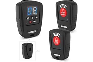 DAYTEE DAYTECH Rechargeable Wireless Caregiver Pager, Call Bell Button, 300Ft/100m Nurse Calling Alert Patient Help System for Elderly, 2 Call Button, 1 Vibration Receiver with 10 tone 5 volume