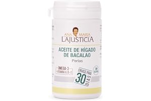 ANA MARÍA LAJUSTICIA Ana Maria Lajusticia - Aceite de hígado de bacalao – 90 perlas aporte de VITAMINAS D, A y E y ácidos grasos omega 3. Envase para 30 días de tratamiento, 90 Unidad (Paquete de 1)