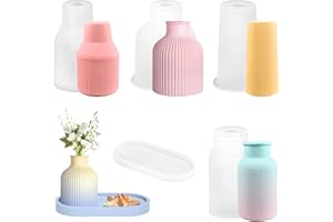 MESTECTPET 5 Stück Vase Silikonform, DIY Vases Resin Formen 4 Vase+1 Tablett, Silikonformen Gießformen, Handgefertigte Silikonform, Vases Set Formen für DIY Handwerk Home Dekor